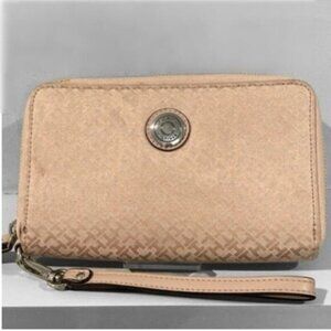 Tommy Hilfiger Pink MONOGRAM Zip around Canvas Wallet